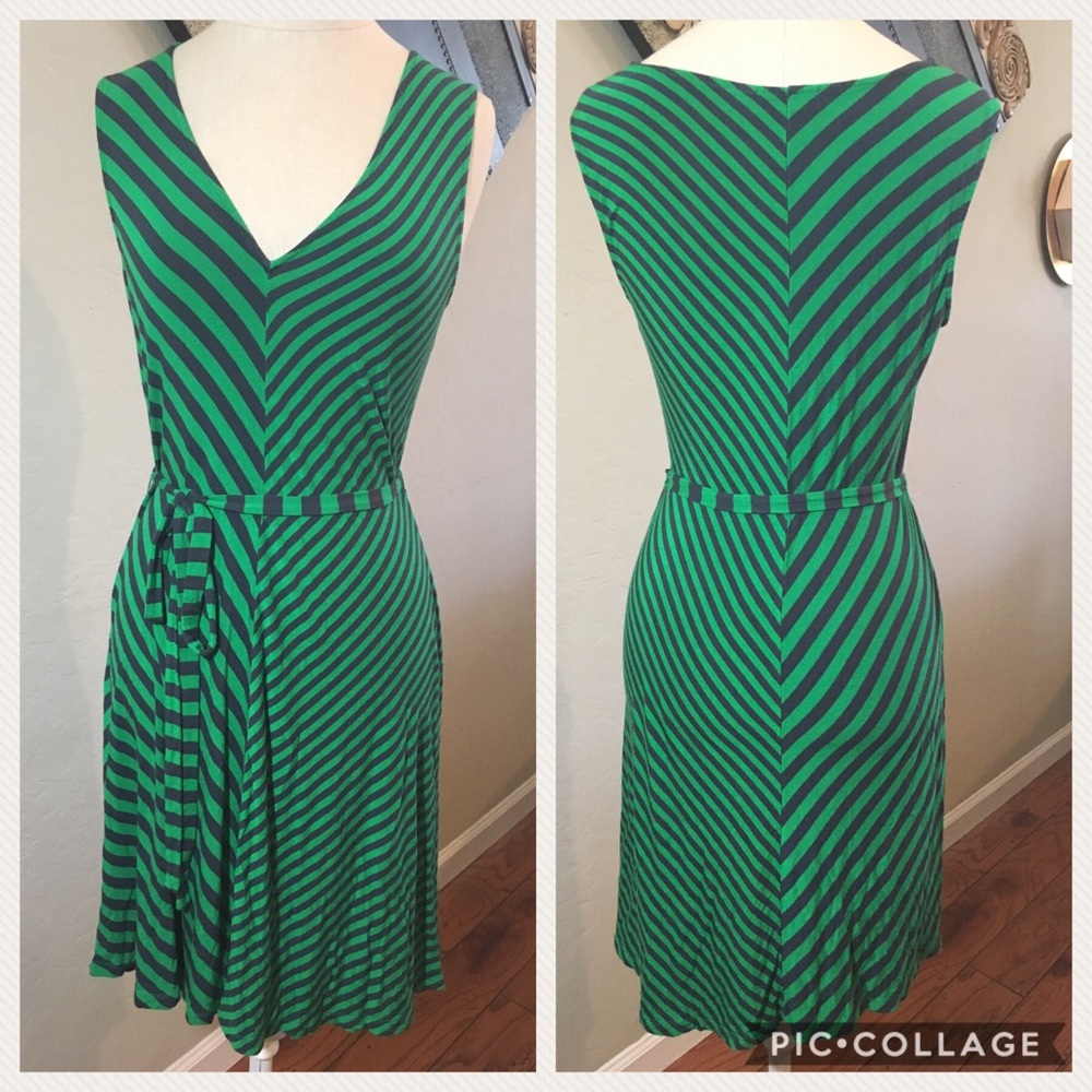 Calvin Klein Green Striped Jersey Dress